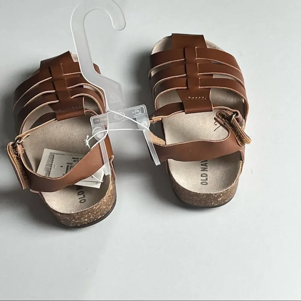 Old Navy Unisex Faux Leather Cognac Strappy Fisherman Style Sandals   Sz 8